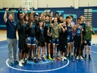 Long County Blue Tide Boys Varsity Wrestling Winter 22-23 team photo.