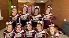 Edward Little Red Eddies Co-ed Varsity Cheer Fall 19-20 team photo.