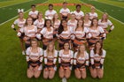 Waldron Bulldogs Co-ed Varsity Cheer Fall 17-18 team photo.