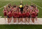 Pea Ridge Blackhawks Co-ed Varsity Cheer Fall 17-18 team photo.
