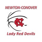 Newton-Conover Red Devils Girls Varsity Basketball Winter 21-22 team photo.