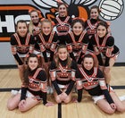 Clayton Yellowjackets Co-ed Varsity Cheer Winter 15-16 team photo.