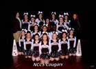 Northeastern Clinton Cougars Co-ed Varsity Cheer Winter 15-16 team photo.