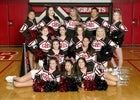 Grants Pirates Co-ed Varsity Cheer Winter 17-18 team photo.