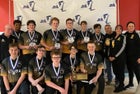 Greece Athena Trojans Boys Varsity Bowling Winter 19-20 team photo.