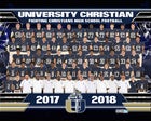 University Christian Christians Boys Varsity Football Fall 17-18 team photo.