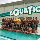 Rancho Alamitos Vaqueros Girls Varsity Swimming Spring 17-18 team photo.